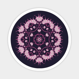 Elegant Floral Mandala Pink Flowers Magnet